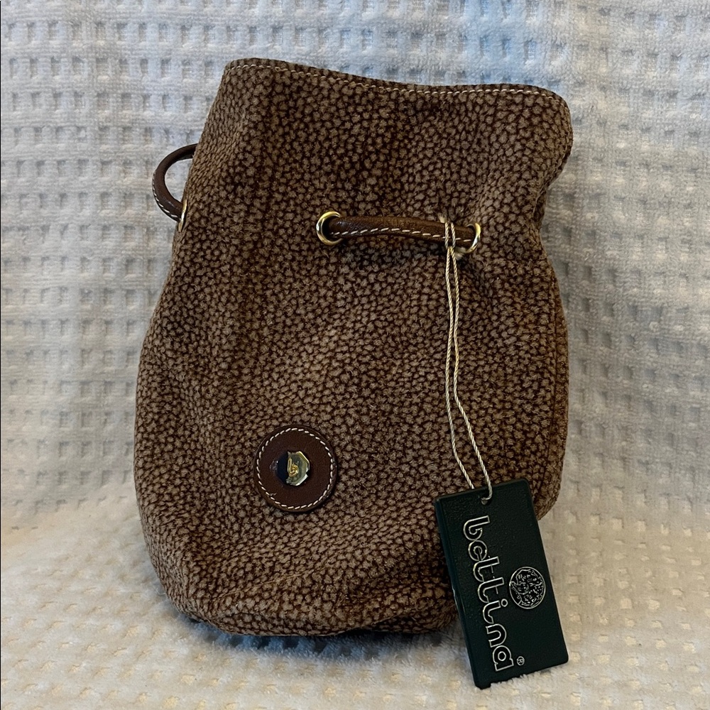 Bettina Brown Textured Drawstring Bag - Picture 10 of 10